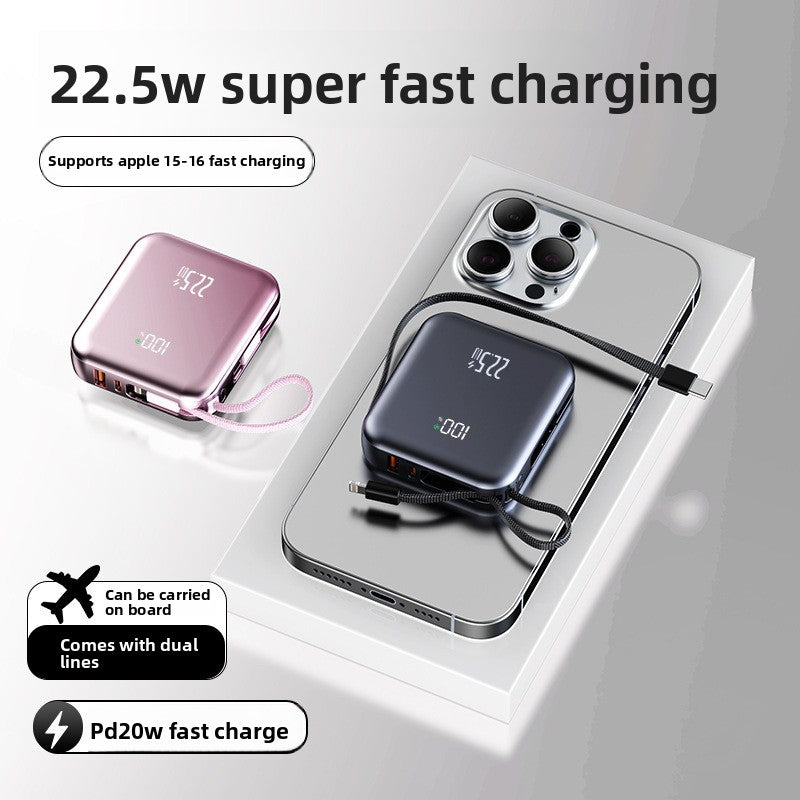 22.5W Fast Charging Power Bank with Built-in Cable