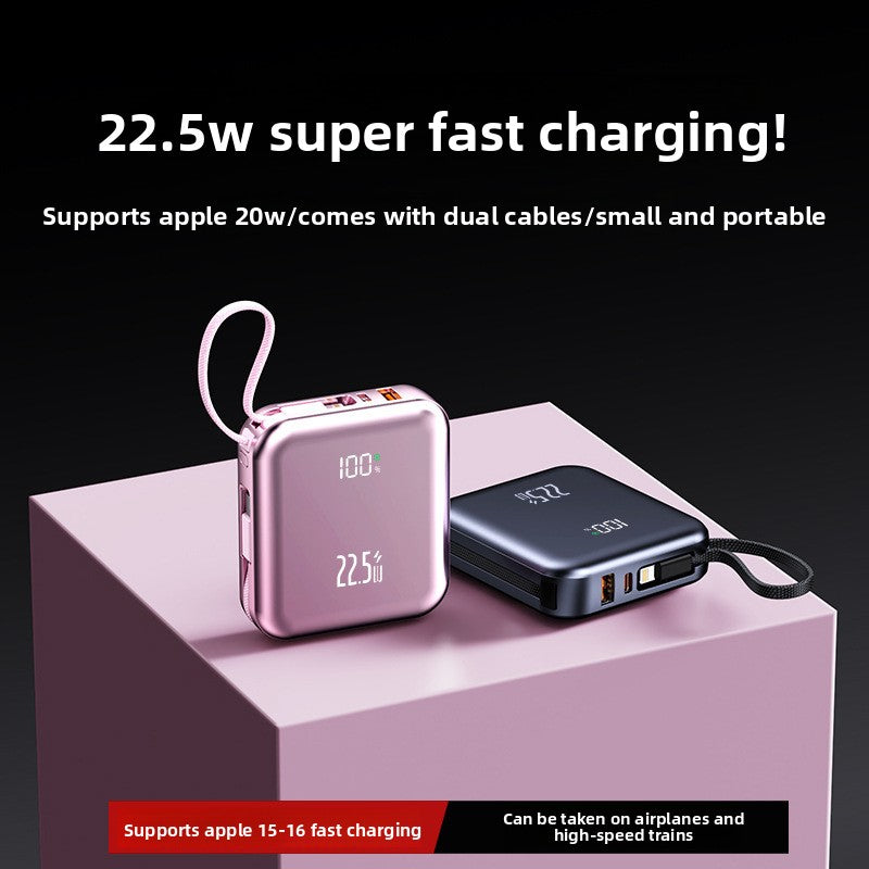 22.5W Fast Charging Power Bank with Built-in Cable